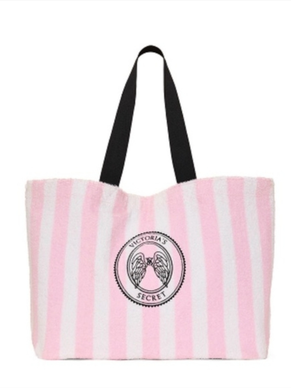 Victoria's Secret Pink & White Stripe Terry Cloth Tote Bag